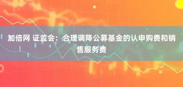 加倍网 证监会：合理调降公募基金的认申购费和销售服务费